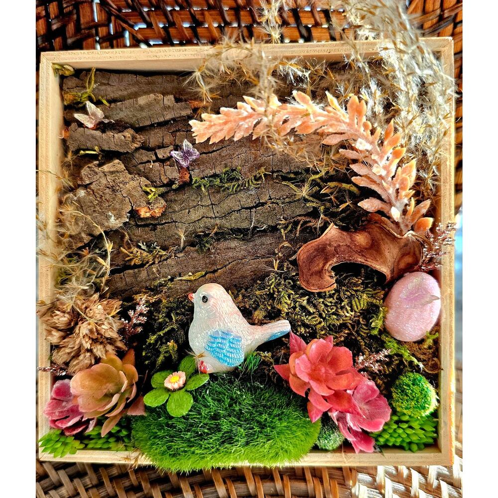 The Birds (Spring) - a handcrafted miniature shadow box
